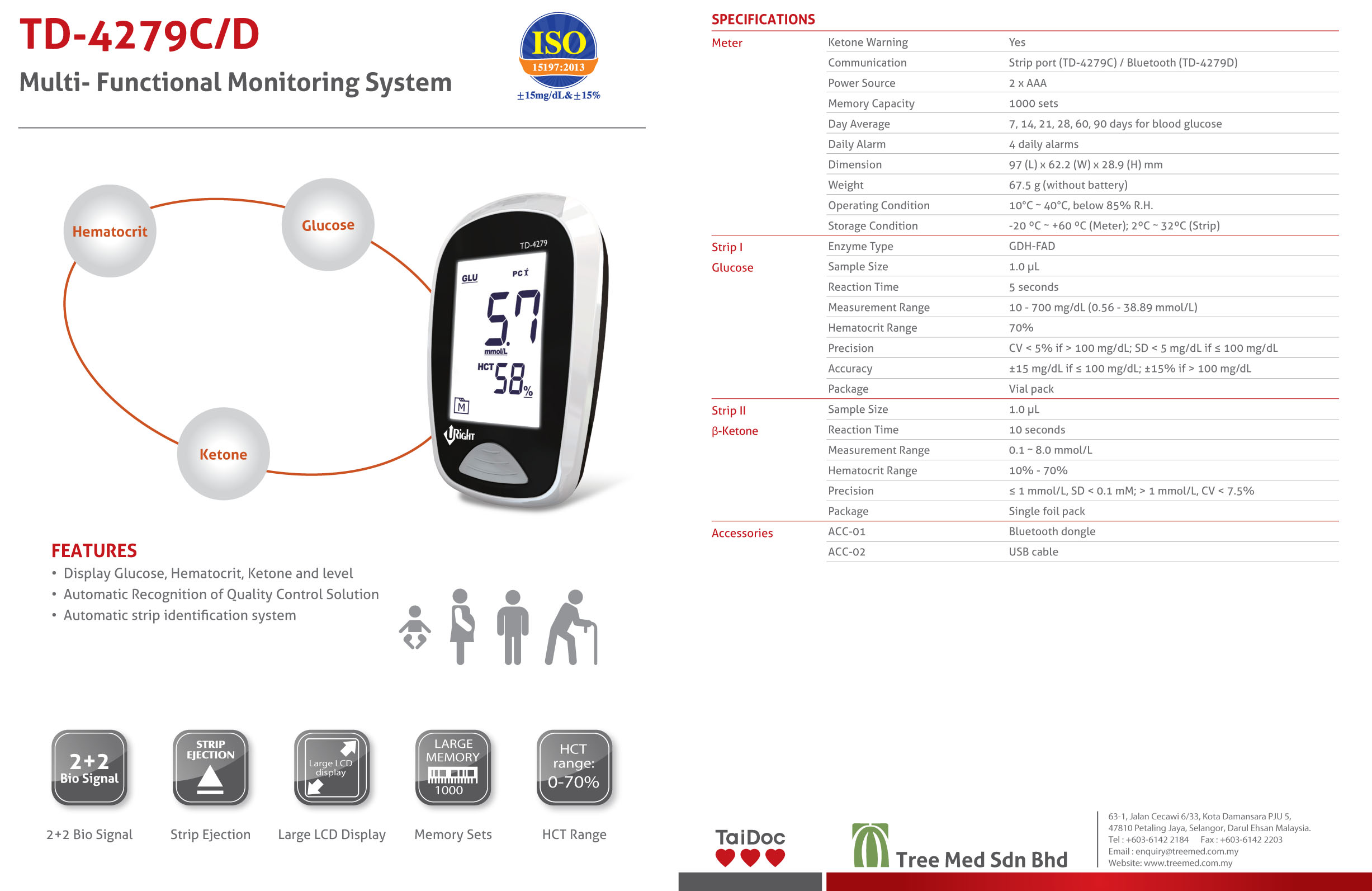 URIGHT TD-4279 C/D Multi Function Blood Monitoring System